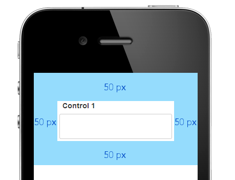 Layout type 'Container Width' with 50px padding.